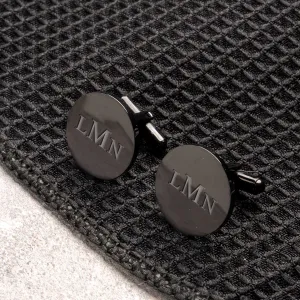 Personalized Round Black Cufflinks