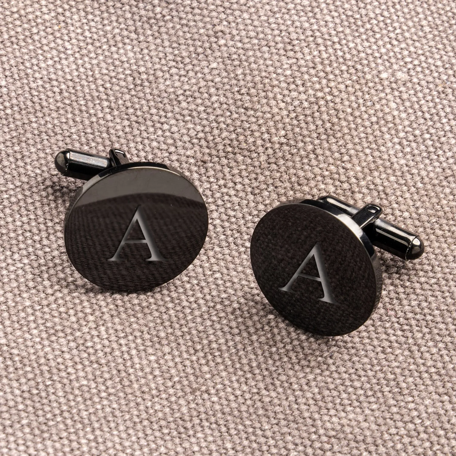 Personalized Round Black Cufflinks