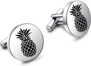 Pineapple Cufflink Engraved Fruit Novelty Pineapple Accessory Anniversary Wedding Party Groom Groomsman Cufflink