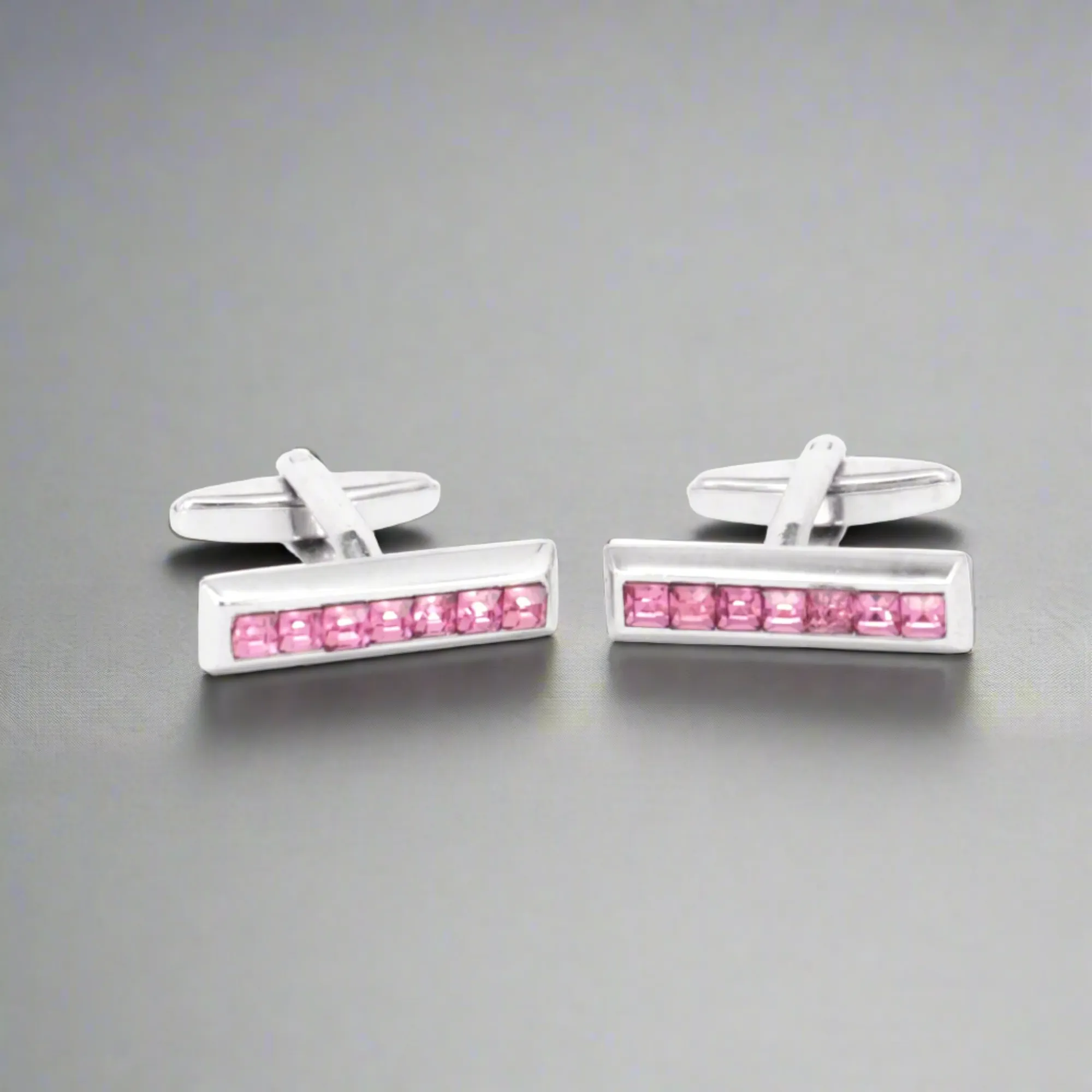 Pink Crystals Slim Rectangle Cufflink