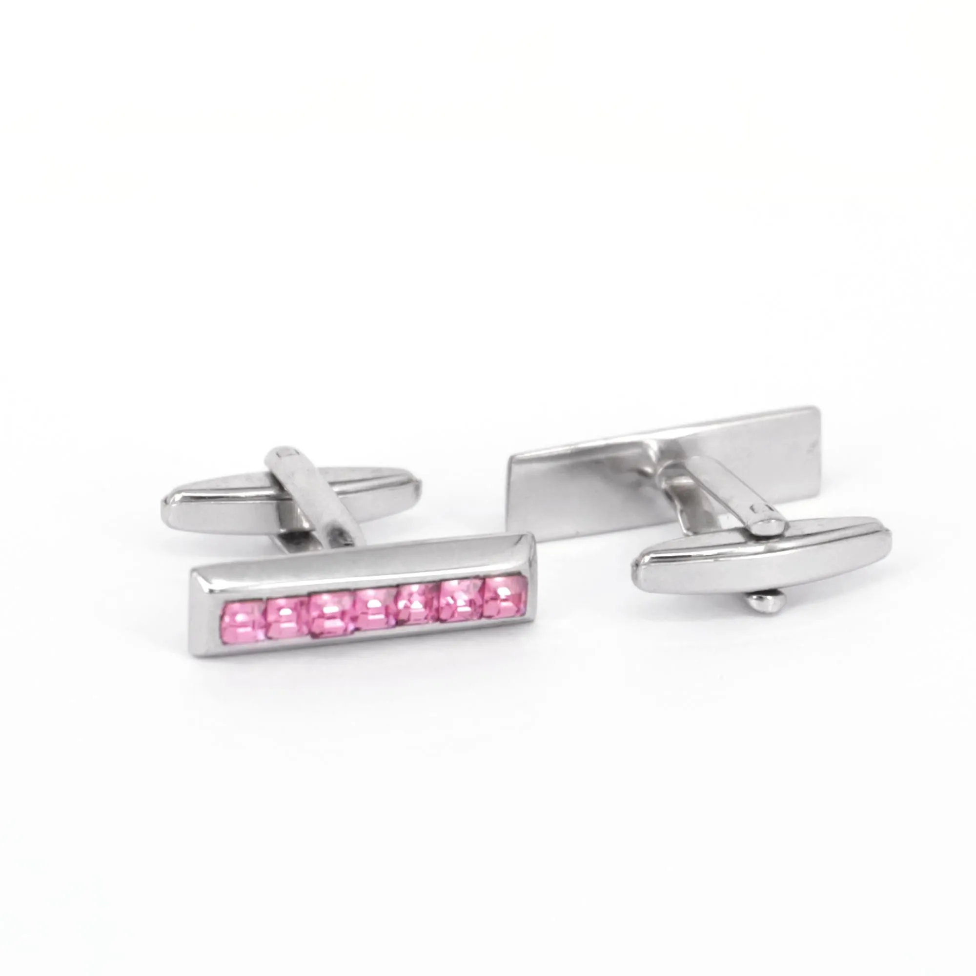Pink Crystals Slim Rectangle Cufflink