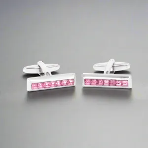 Pink Crystals Slim Rectangle Cufflink