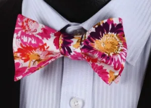 Pink Floral Bowtie & Pocket Hanky