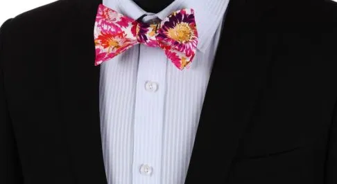 Pink Floral Bowtie & Pocket Hanky