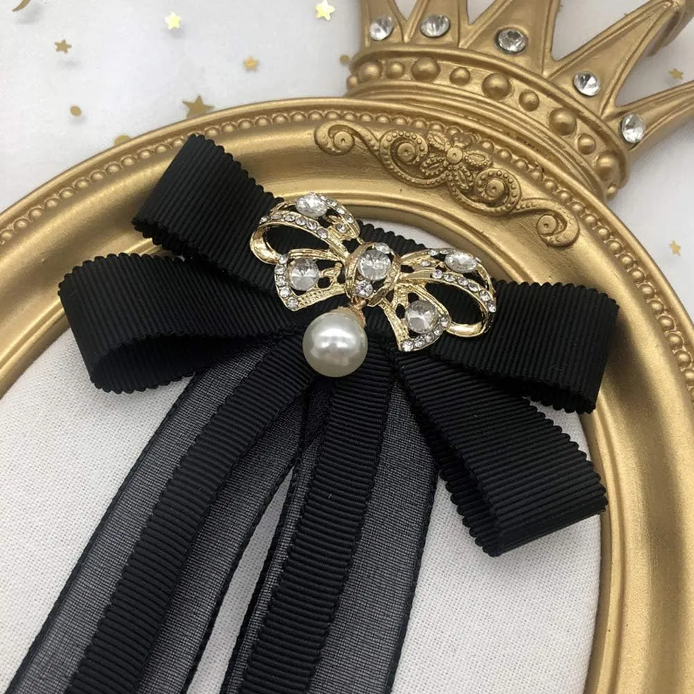 Pre-Tied Bow Tie Ribbon brooches Neck Shirt Tie Collar Cravat Brooch Pin Wedding Party Bow tie for Women Girl