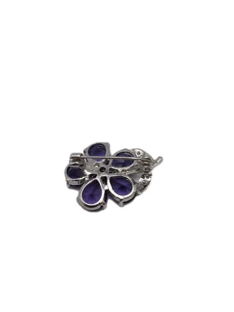 Purple or Blue Crystal Flower Lapel Pin