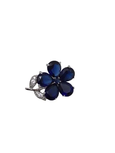 Purple or Blue Crystal Flower Lapel Pin