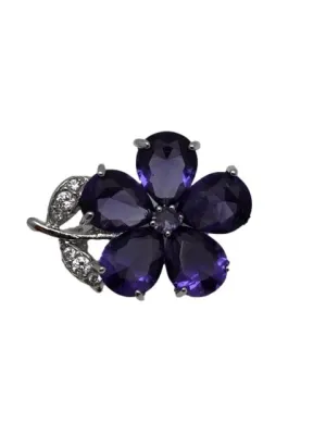 Purple or Blue Crystal Flower Lapel Pin