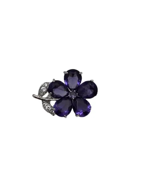 Purple or Blue Crystal Flower Lapel Pin