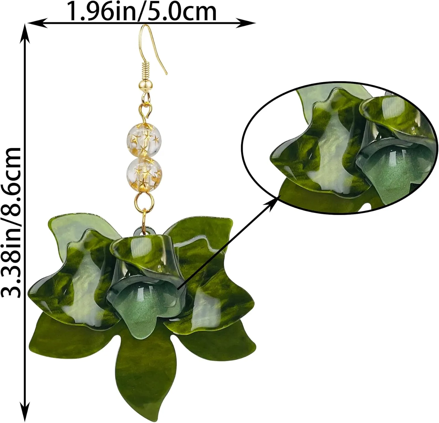 QUPENGXU Unique Bohemian Oversized Flower Drop Earrings for Women Statement Summer Hawaii Style Dangle Earrings for Women Jewelry Gifts