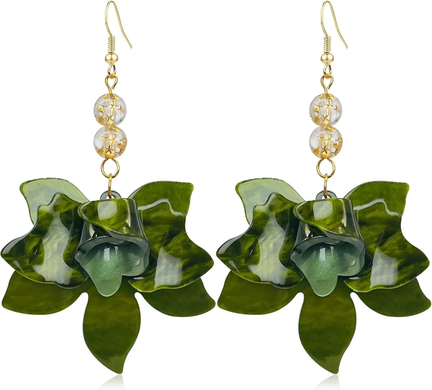 QUPENGXU Unique Bohemian Oversized Flower Drop Earrings for Women Statement Summer Hawaii Style Dangle Earrings for Women Jewelry Gifts