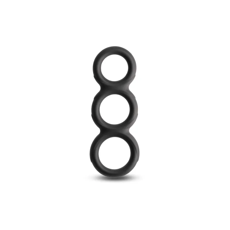 Renegade Threefold Triple Super Stretchy Penis Ring Black