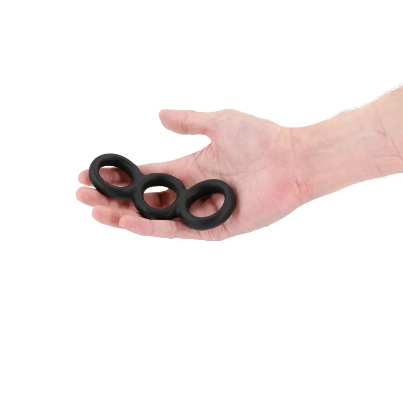 Renegade Threefold Triple Super Stretchy Penis Ring Black