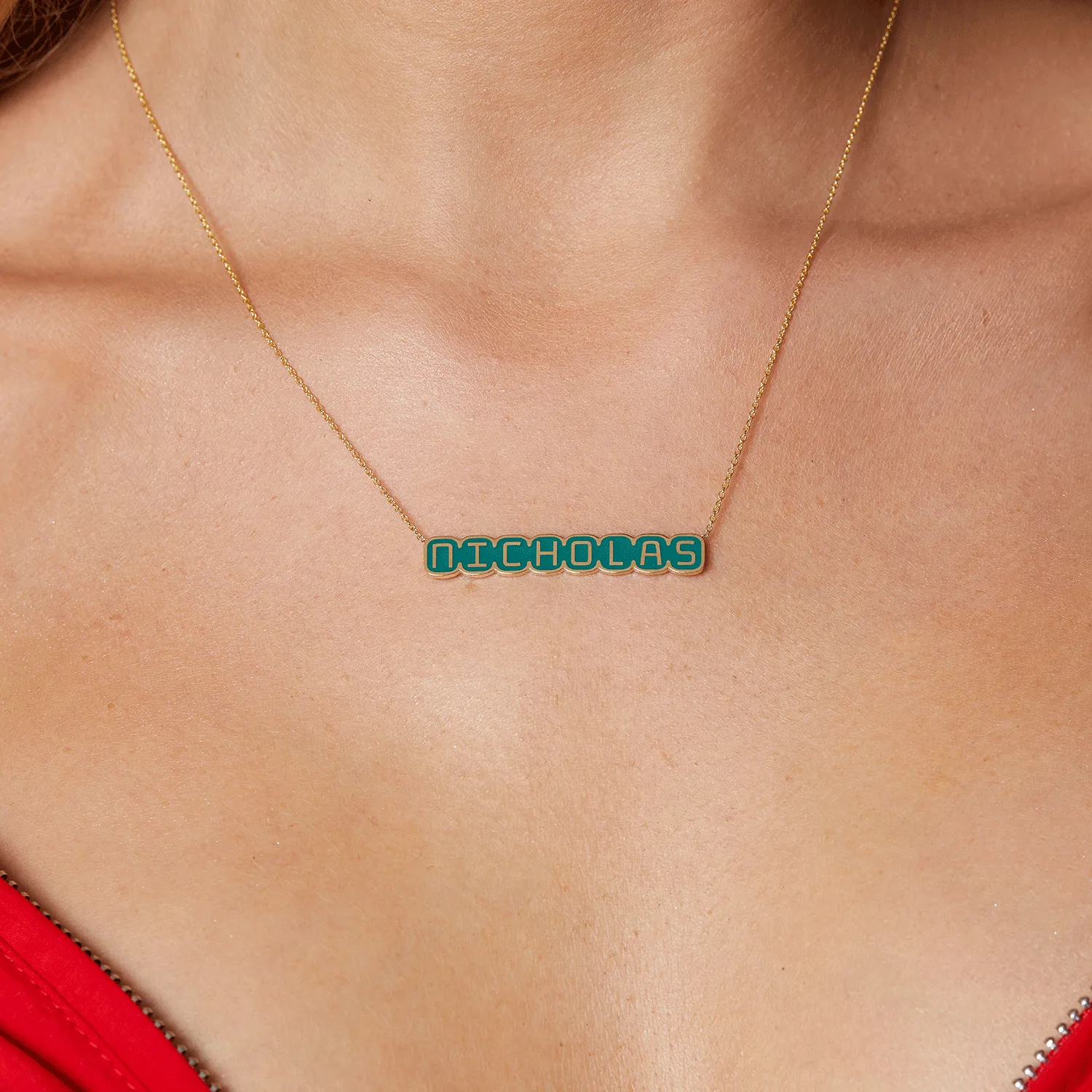 Retro Enamel Name Necklace