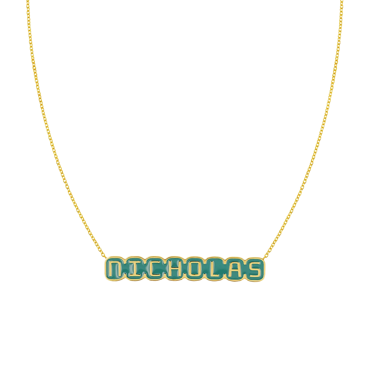 Retro Enamel Name Necklace