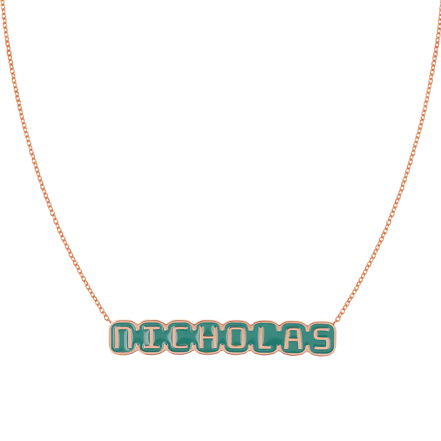 Retro Enamel Name Necklace