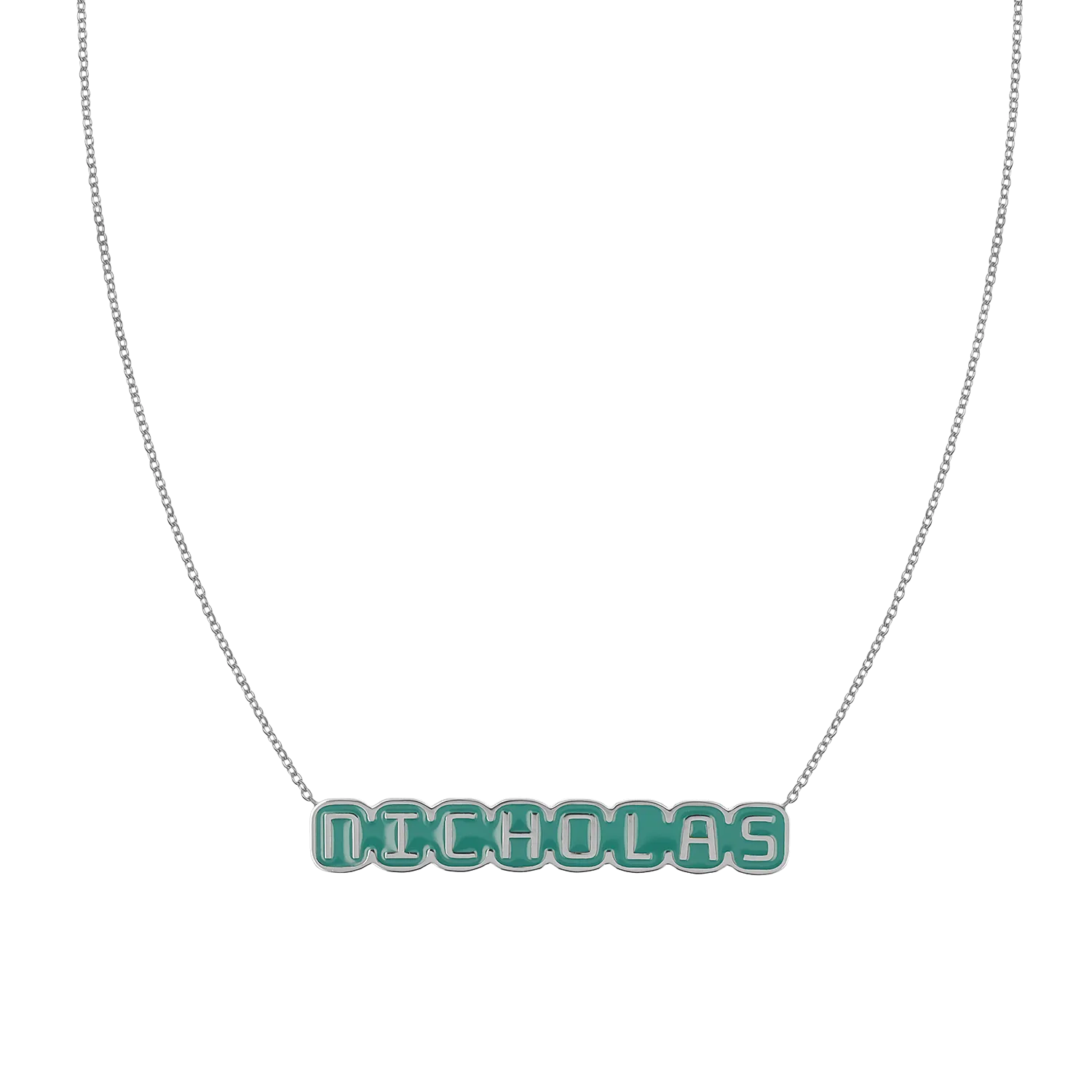 Retro Enamel Name Necklace