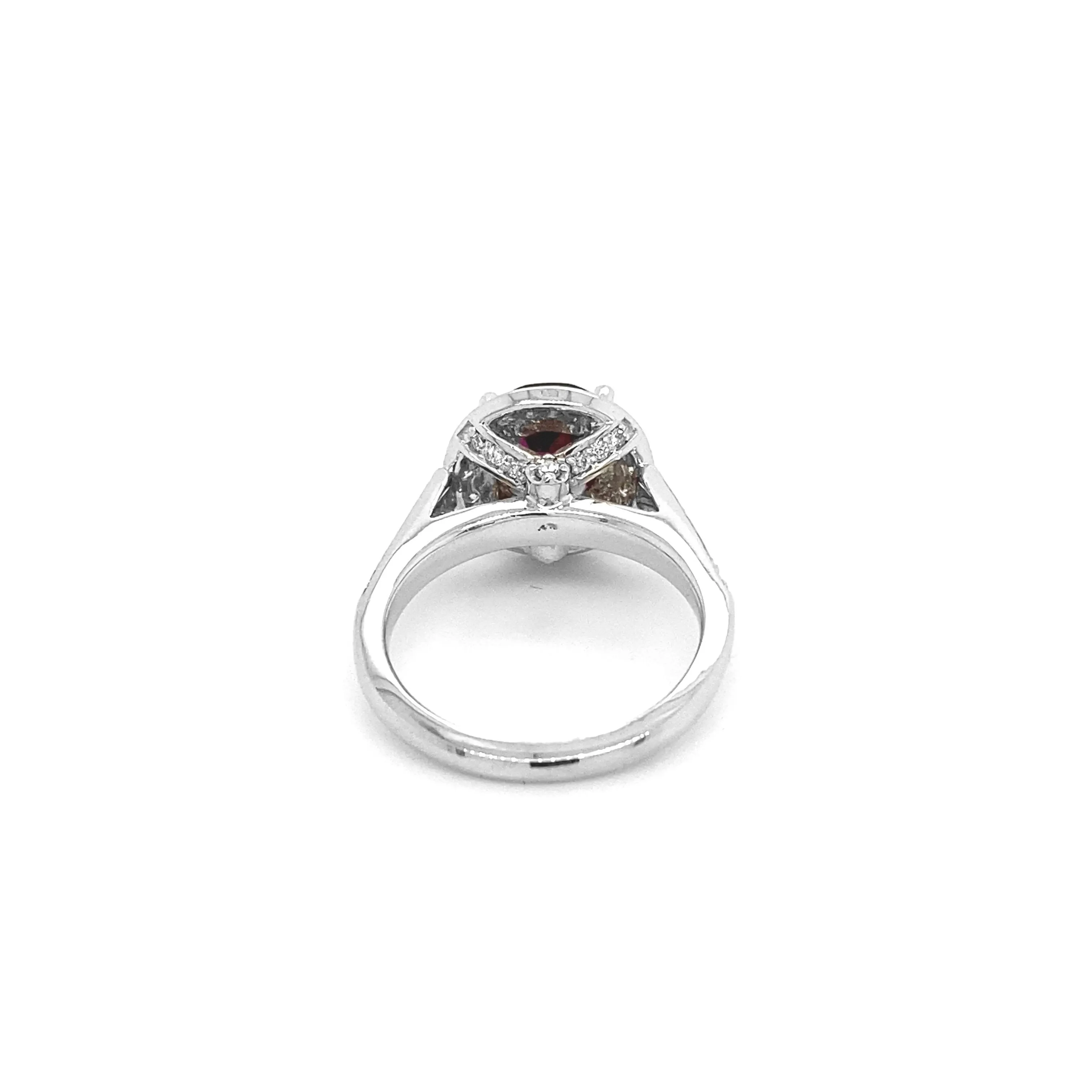 Rhodolite Ring with White Diamonds White Gold Ring R005N