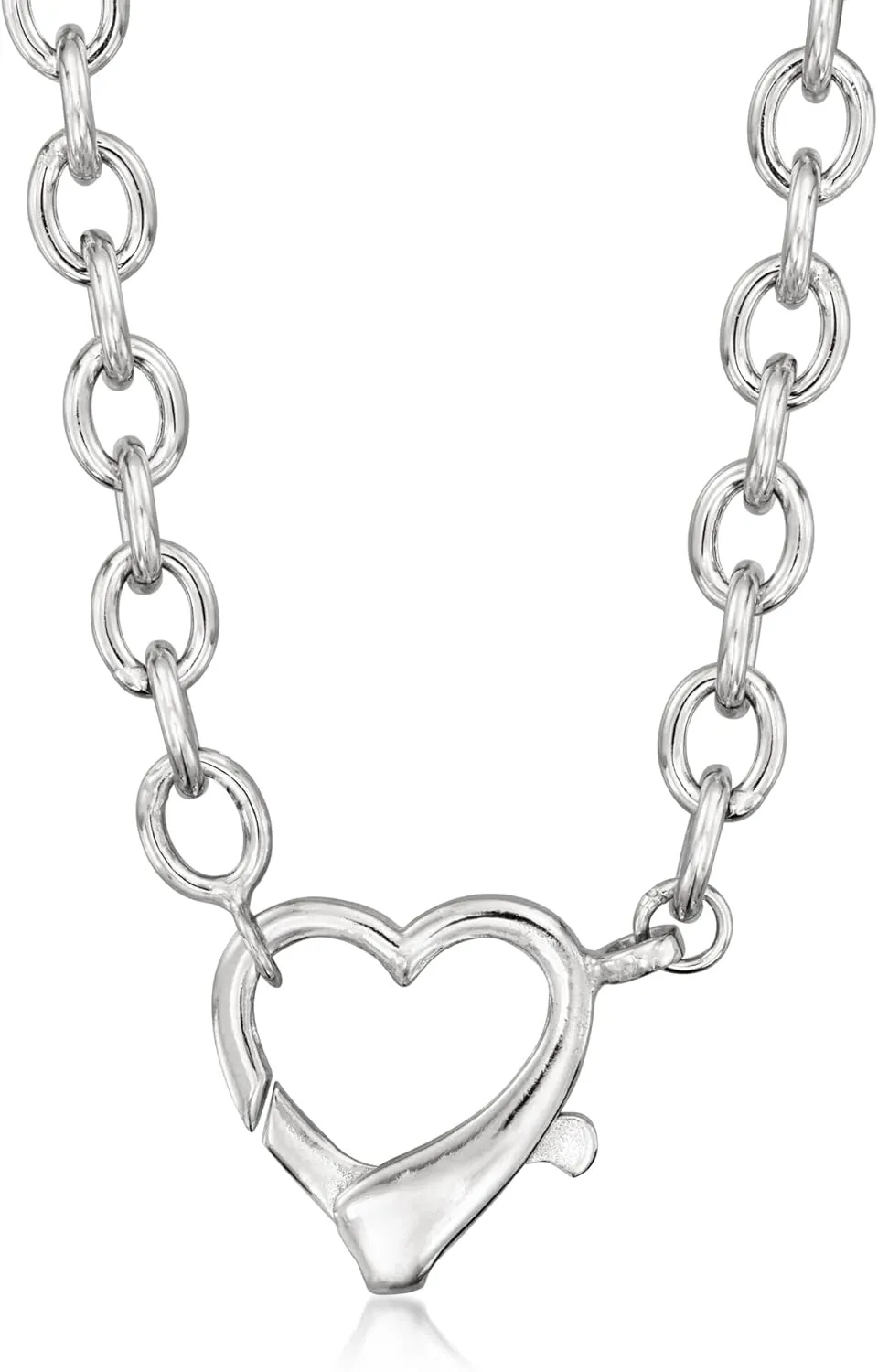 Ross-Simons Sterling Silver Oversized Heart Lobster Clasp Necklace