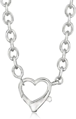 Ross-Simons Sterling Silver Oversized Heart Lobster Clasp Necklace