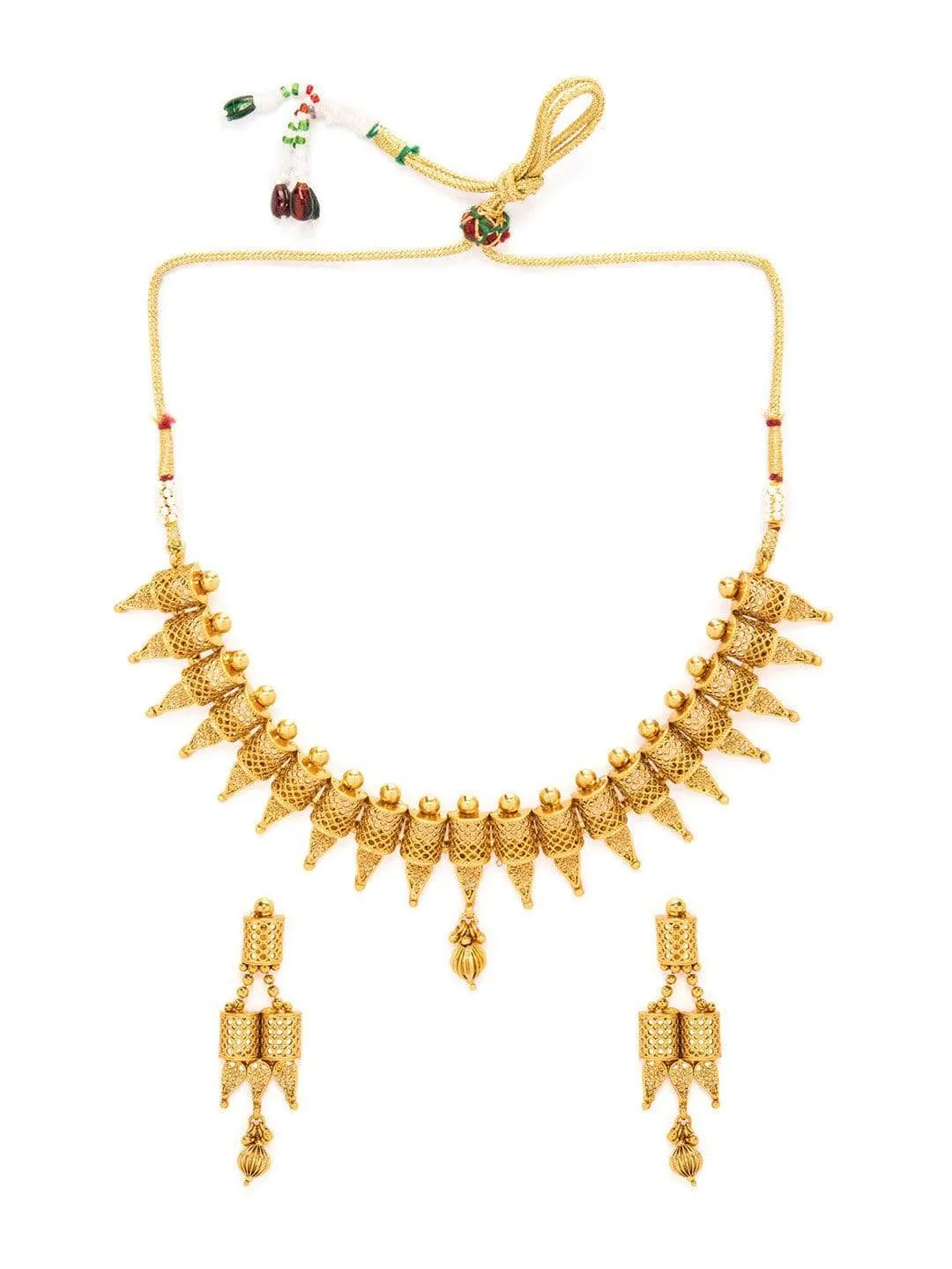 Rubans Gold Plated Filigree Statement Necklace Set