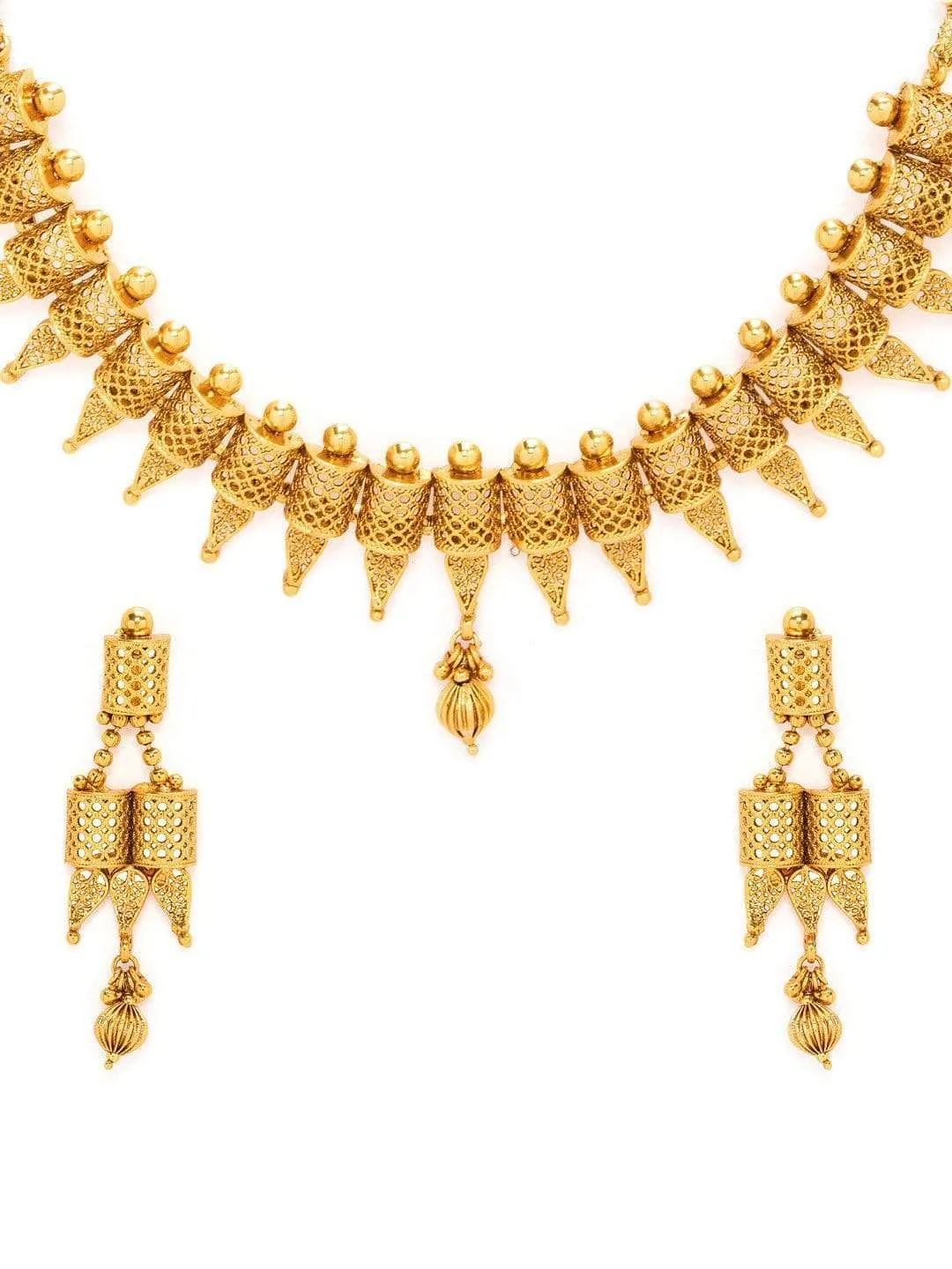 Rubans Gold Plated Filigree Statement Necklace Set