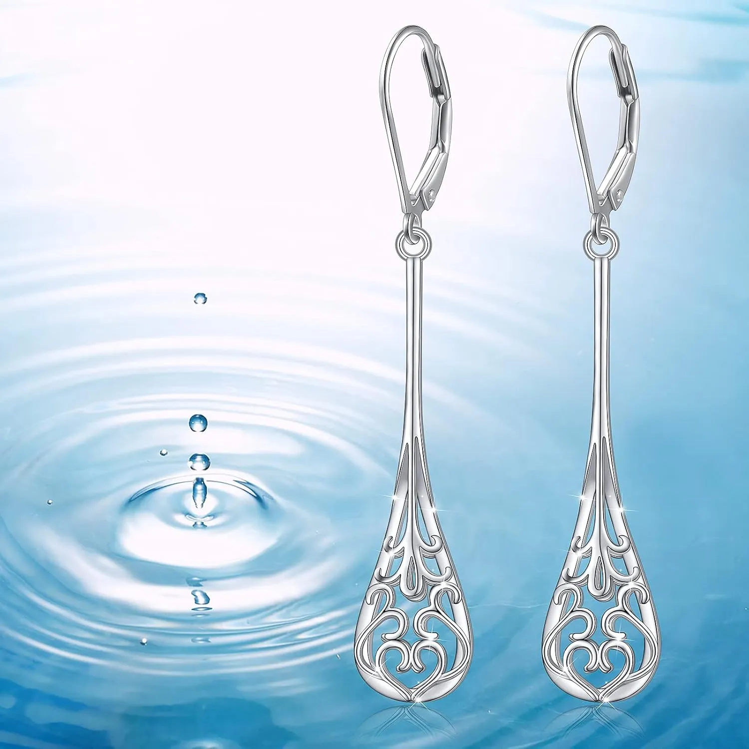 S925 Sterling Silver Vertical Drop Dangle Earrings Gift for Women Teenage