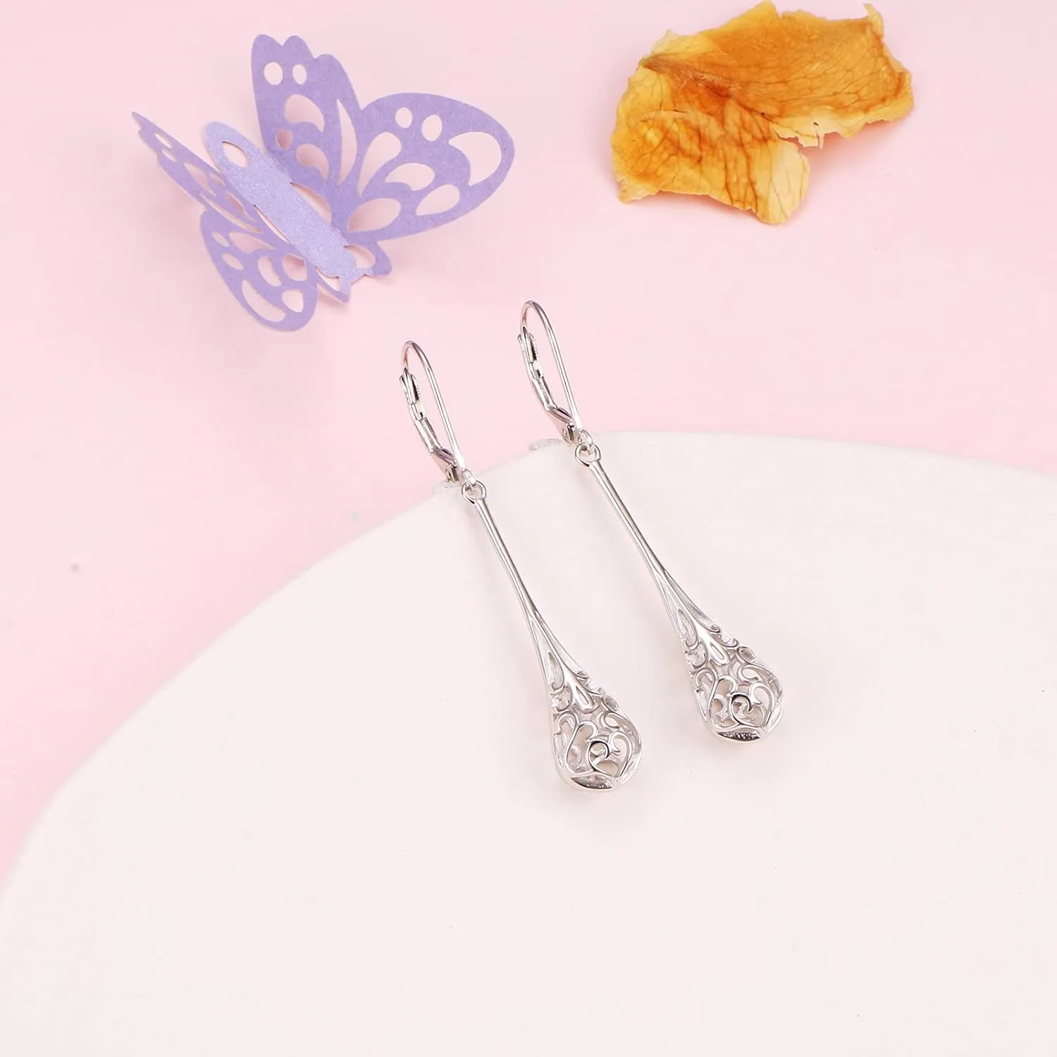 S925 Sterling Silver Vertical Drop Dangle Earrings Gift for Women Teenage