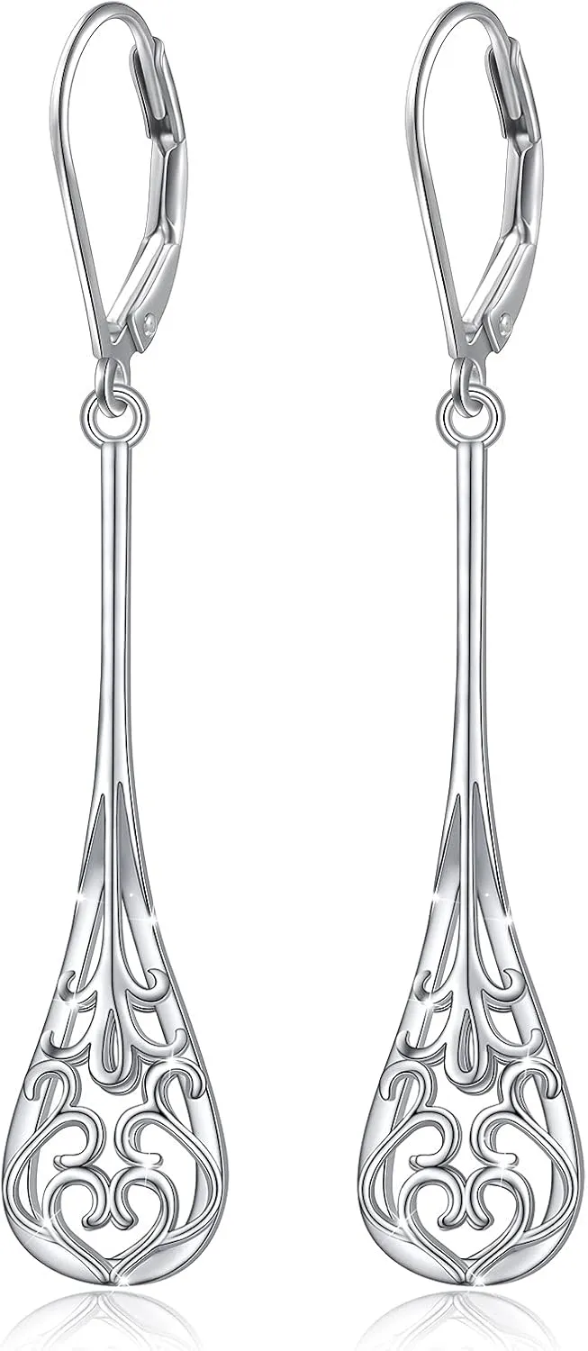 S925 Sterling Silver Vertical Drop Dangle Earrings Gift for Women Teenage