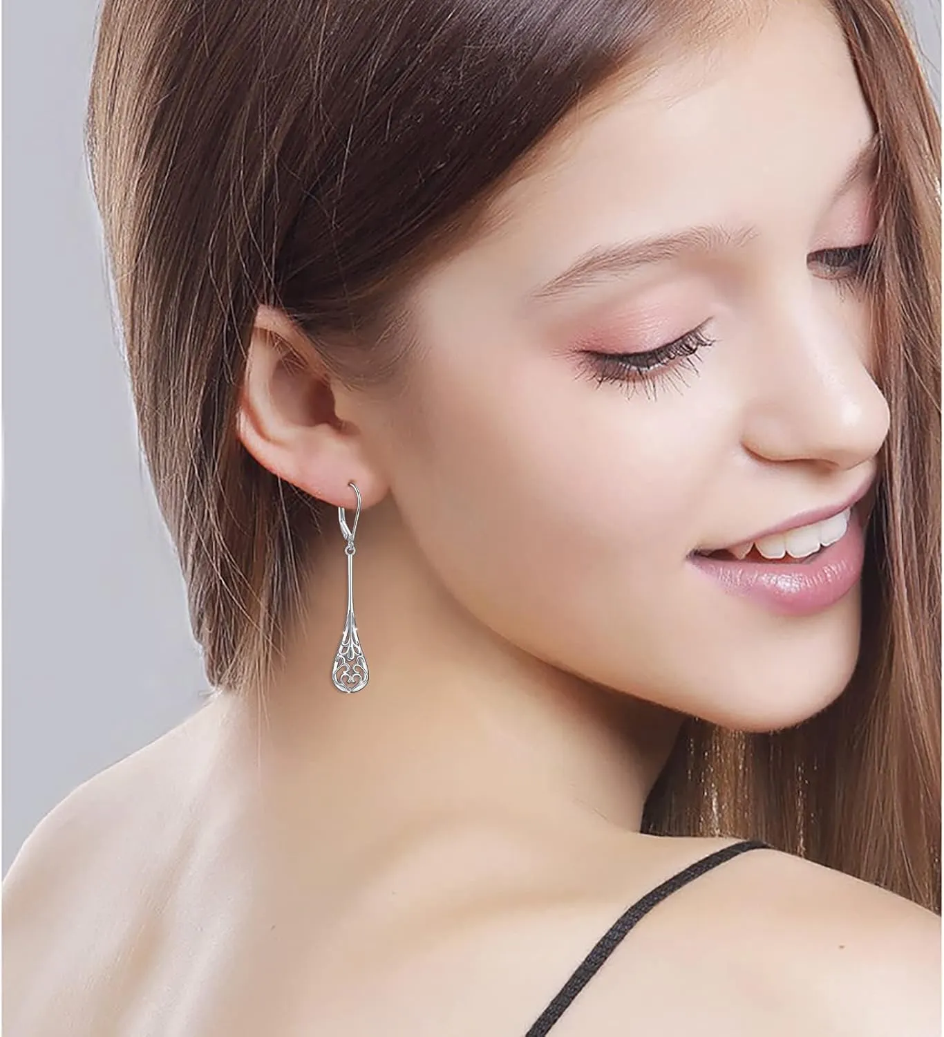 S925 Sterling Silver Vertical Drop Dangle Earrings Gift for Women Teenage