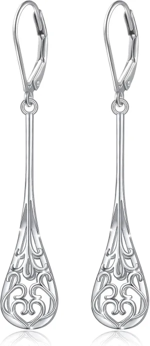 S925 Sterling Silver Vertical Drop Dangle Earrings Gift for Women Teenage