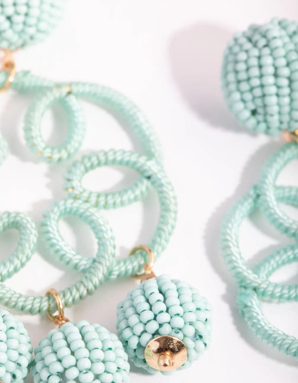 Seed Bead Flower Ball Drop Earrings