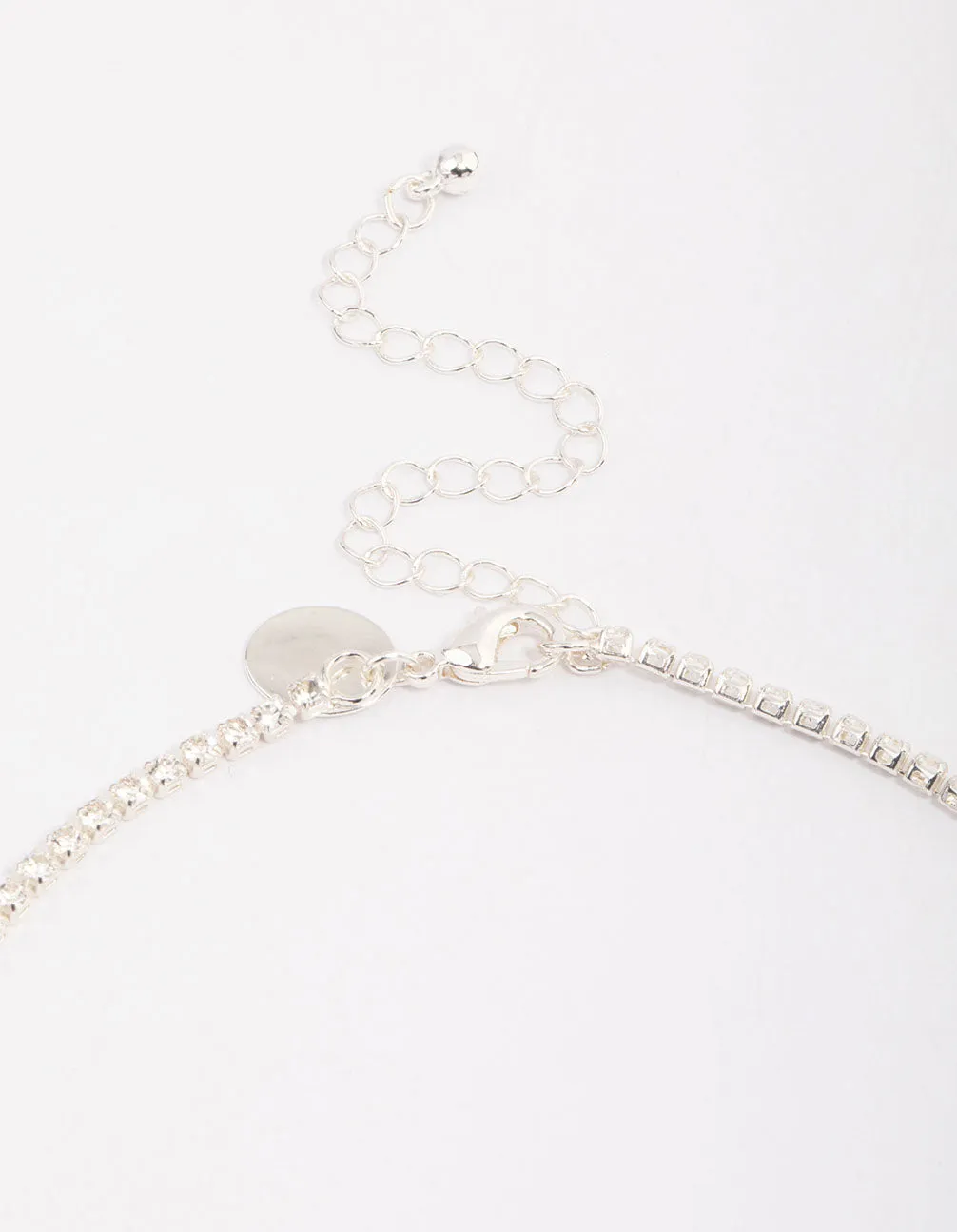 Silver Cubic Zirconia Cupchain Tassel Earring & Necklace Set