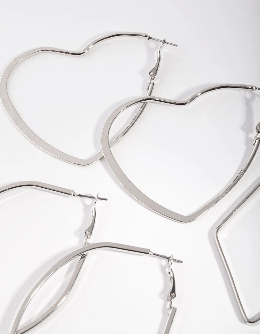 Silver Heart & Diamante Pack Hoop Earring