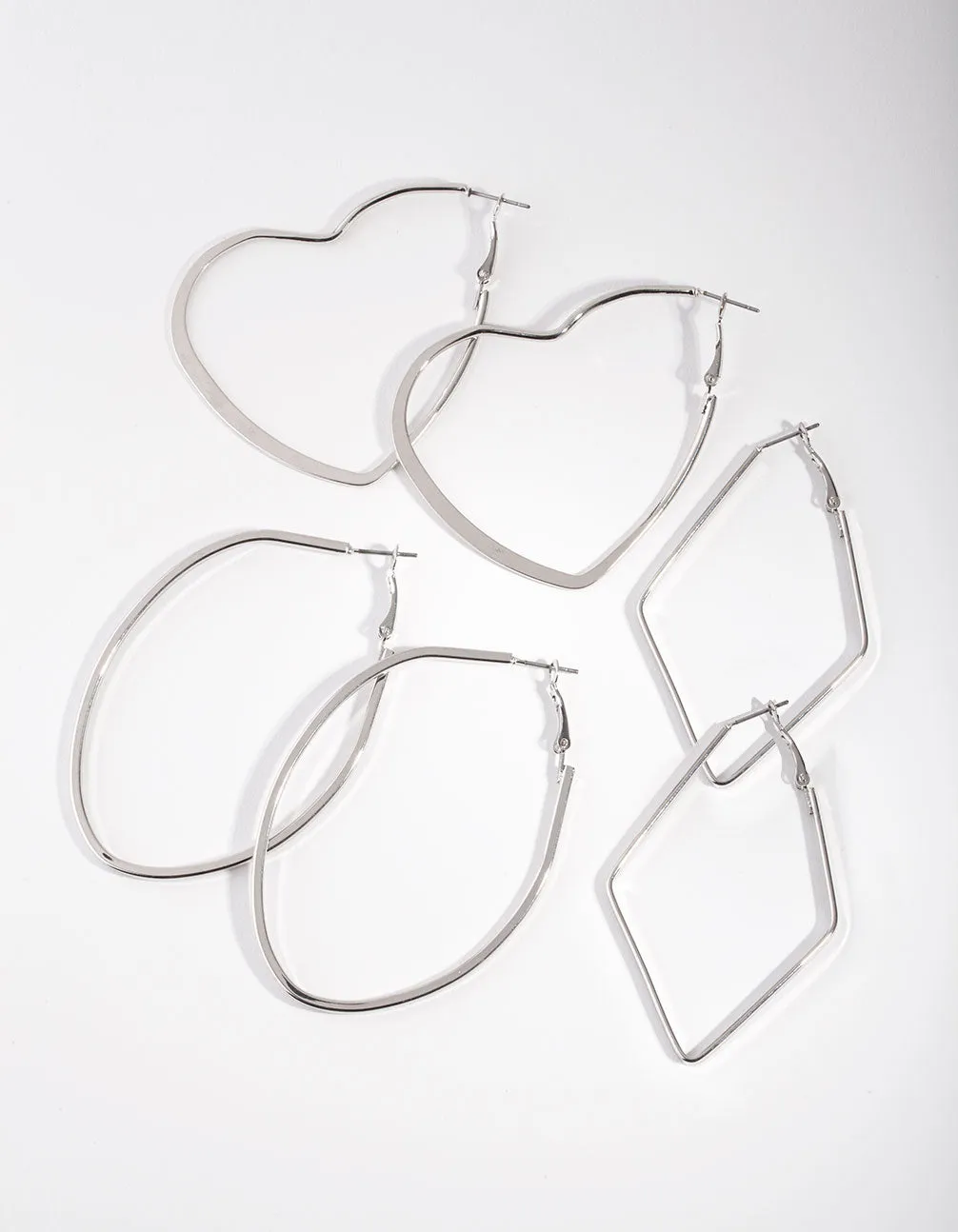 Silver Heart & Diamante Pack Hoop Earring