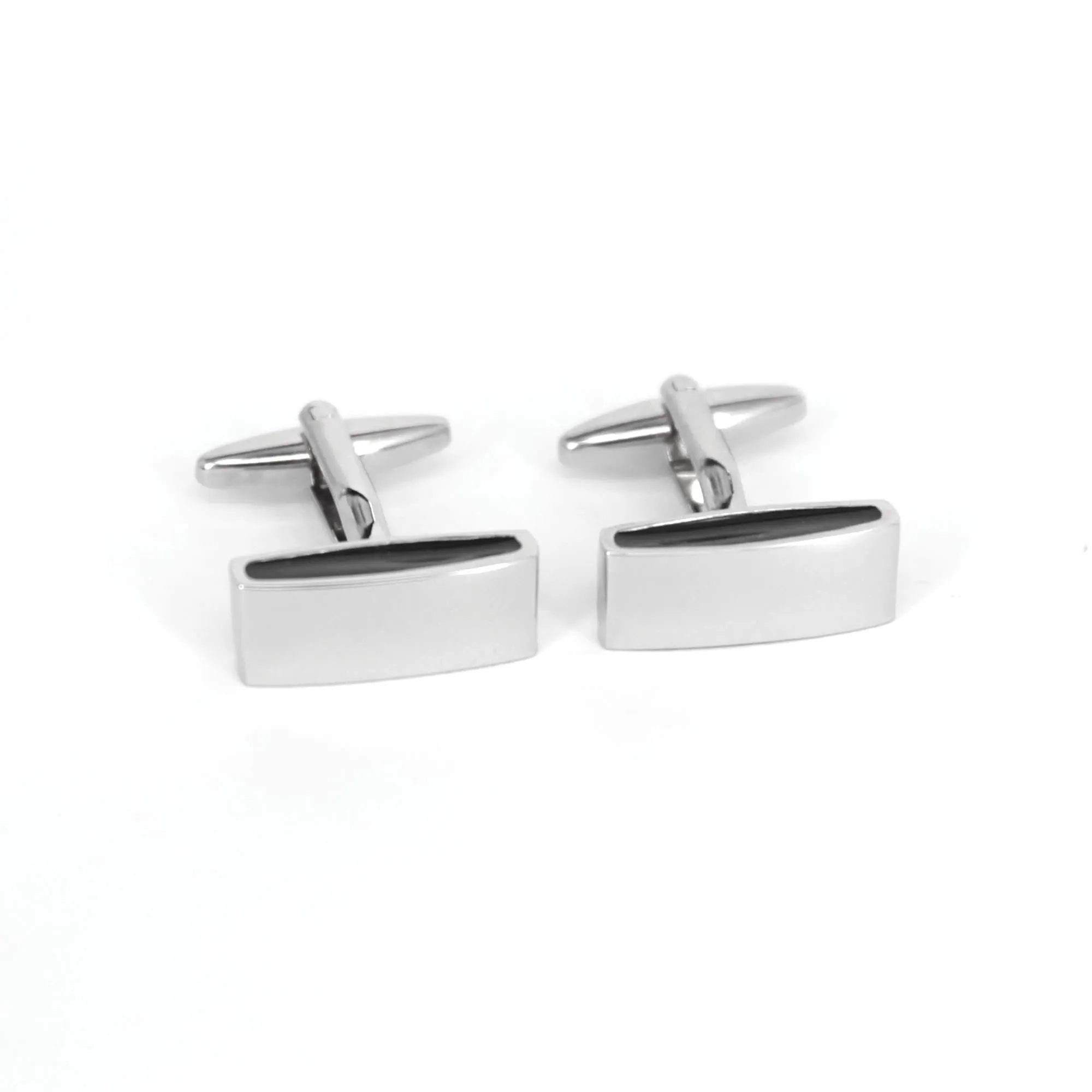 Silver Rectangle with Black enamel side