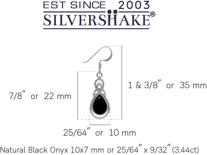 Silvershake Pear Shape Cabochon Stones White Gold Plated or 18K Yellow Gold Plated 925 Sterling Silver Triquetra Trinity Celtic Knot Drop Dangle Hook Earrings Jewelry for Women