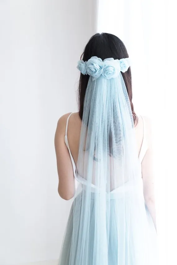 Simple bridal veil, Narrow wedding veil - JANE