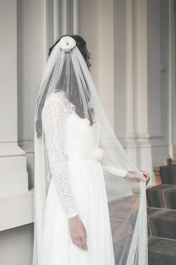 Simple bridal veil, Narrow wedding veil - JANE