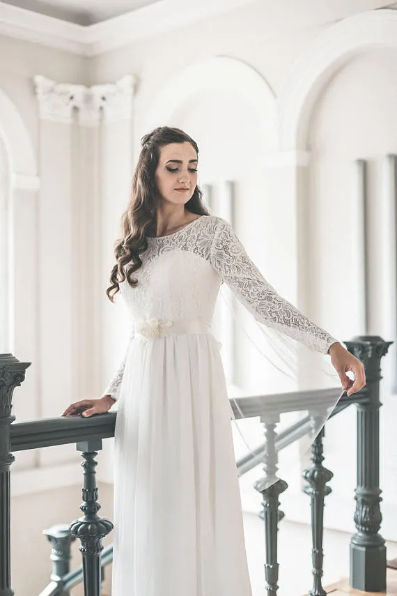 Simple bridal veil, Narrow wedding veil - JANE