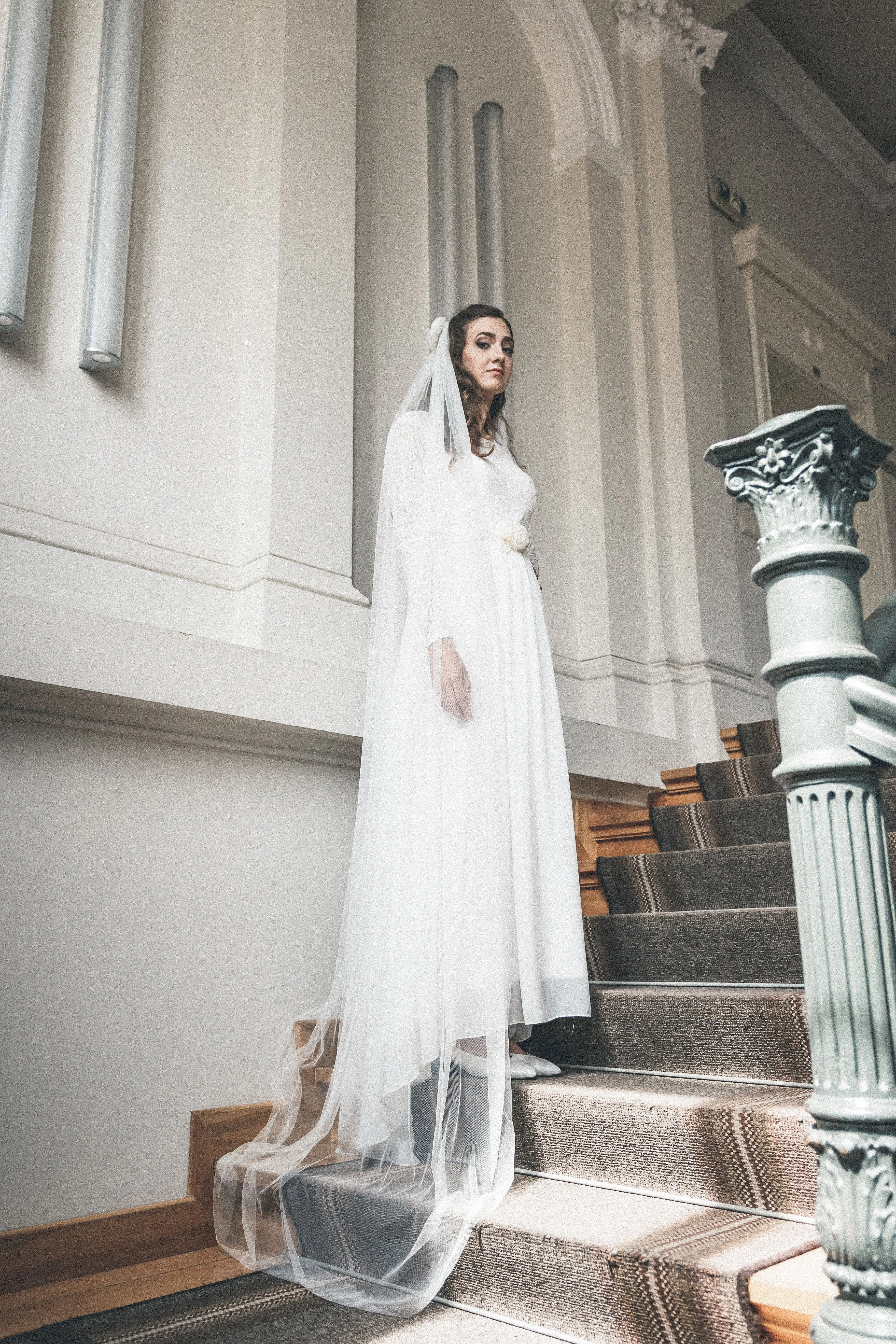 Simple bridal veil, Narrow wedding veil - JANE