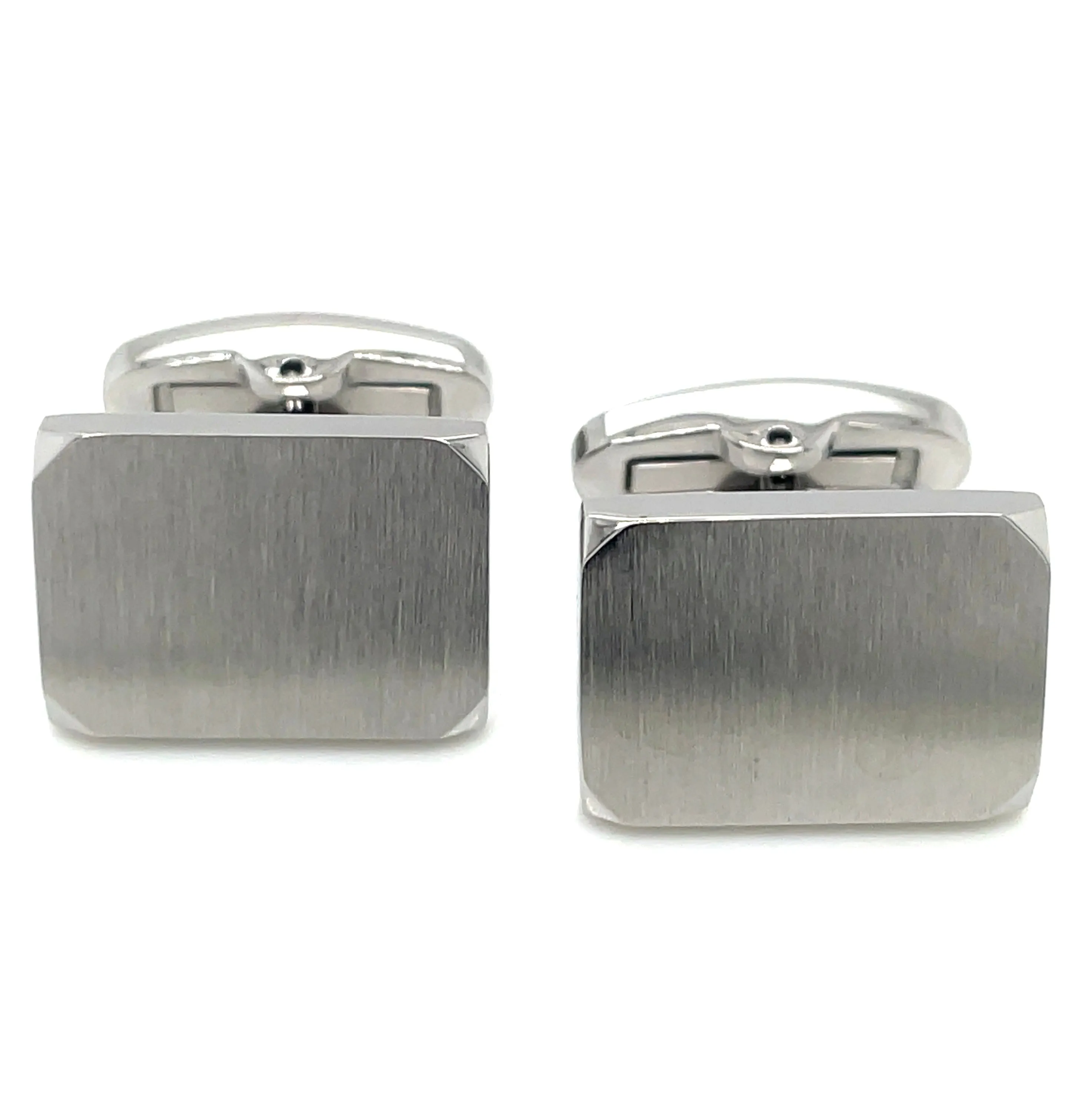 Stainless Steel Brushed And Shiny Rectangle Cufflinks