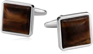 Stainless Steel Cufflinks for Men, Square Cufflinks Brown Amber Cufflinks Tuxedo Wedding Cufflinks Gift for Groom Husband Father Boyfriend