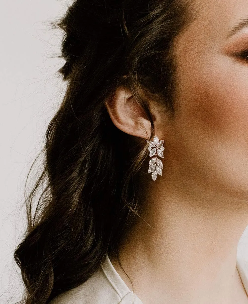 SWEETV Marquise Wedding Earrings for Brides, Bridal Bridesmaid Earrings for Wedding, Cubic Zirconia Dangle Drop Earrings for Women