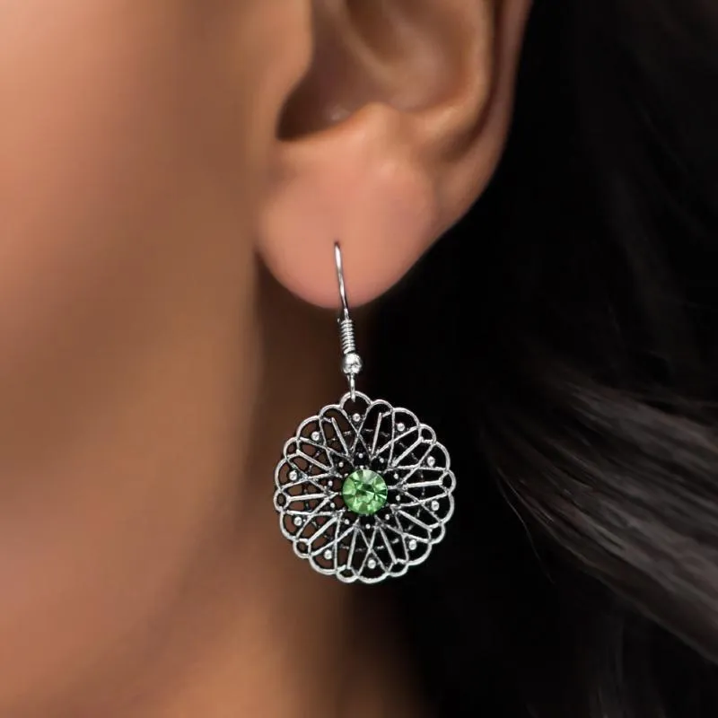 Take Me Sailing Green Rhinestone Earrings