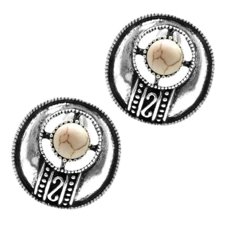 The Four Corners White Stone Post Earrings