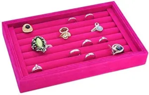 Velvet Ring Earrings Display Box, 7 Slots Cufflinks Trays Showcase Display Ring Insert Case Holder Organizer, Ring Jewellery Display Storage Box Tray Case Organiser for Tie Clip