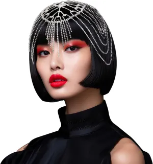 Vijiv 1920s Rhinestone Headpiece for Women Wedding Bride Flapper Beaded Cap Jewelry Roaring 20s Gatsby Accessoreis for Party