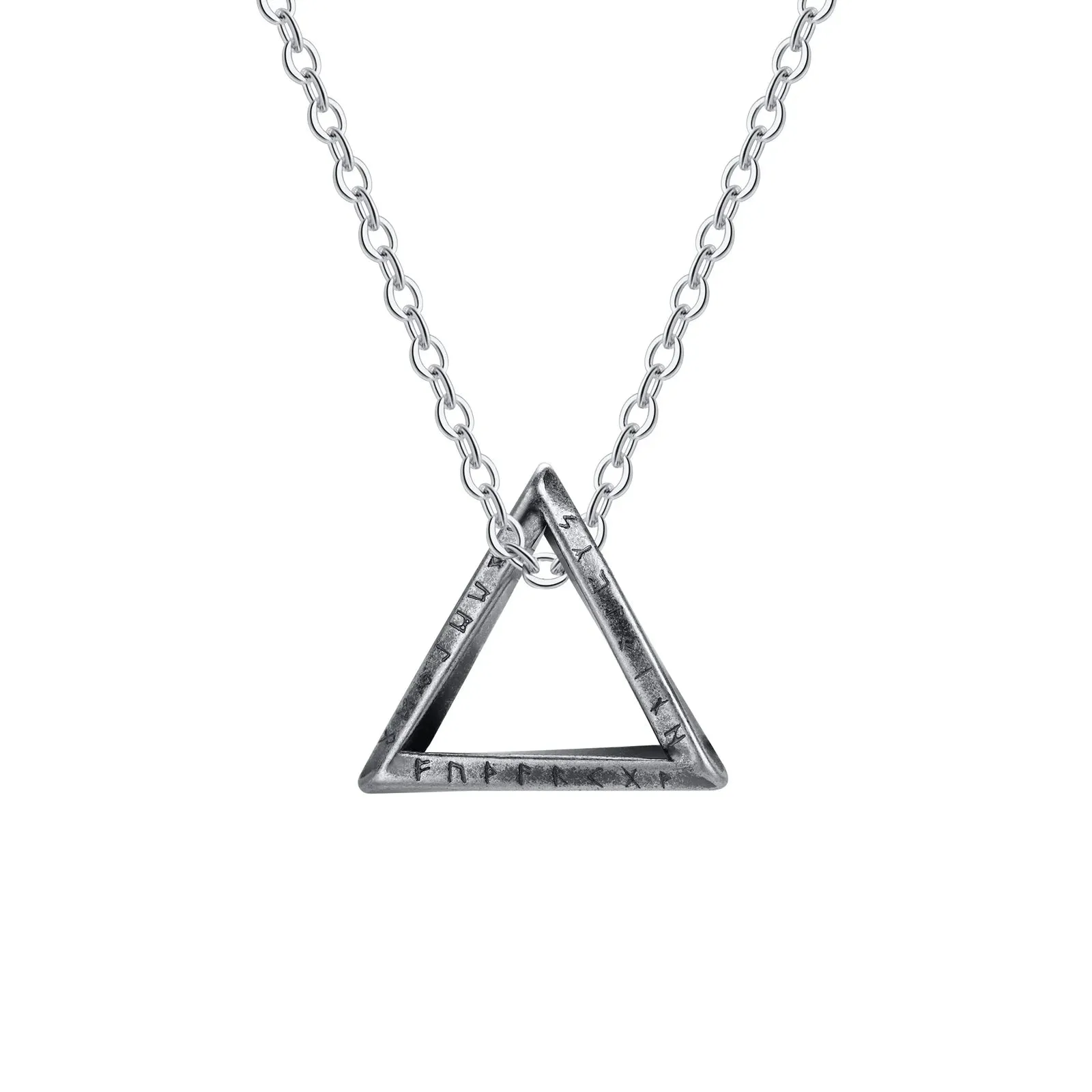 Vnox Norse Viking Pendant Necklaces, Men Twisted Stainless Steel Mobius Triangle Charm, Vegvisir Nordic Valknut Geometric Collar