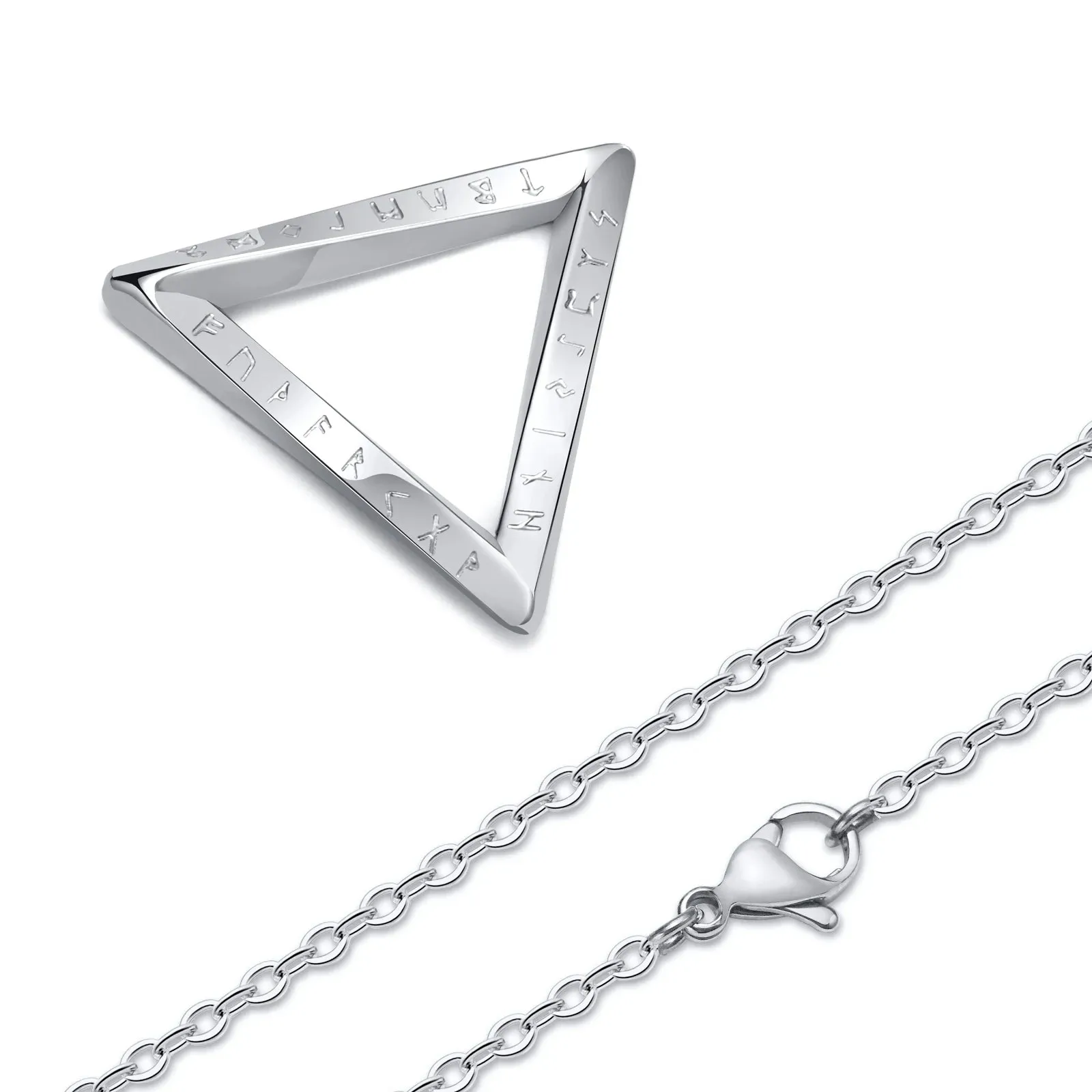 Vnox Norse Viking Pendant Necklaces, Men Twisted Stainless Steel Mobius Triangle Charm, Vegvisir Nordic Valknut Geometric Collar